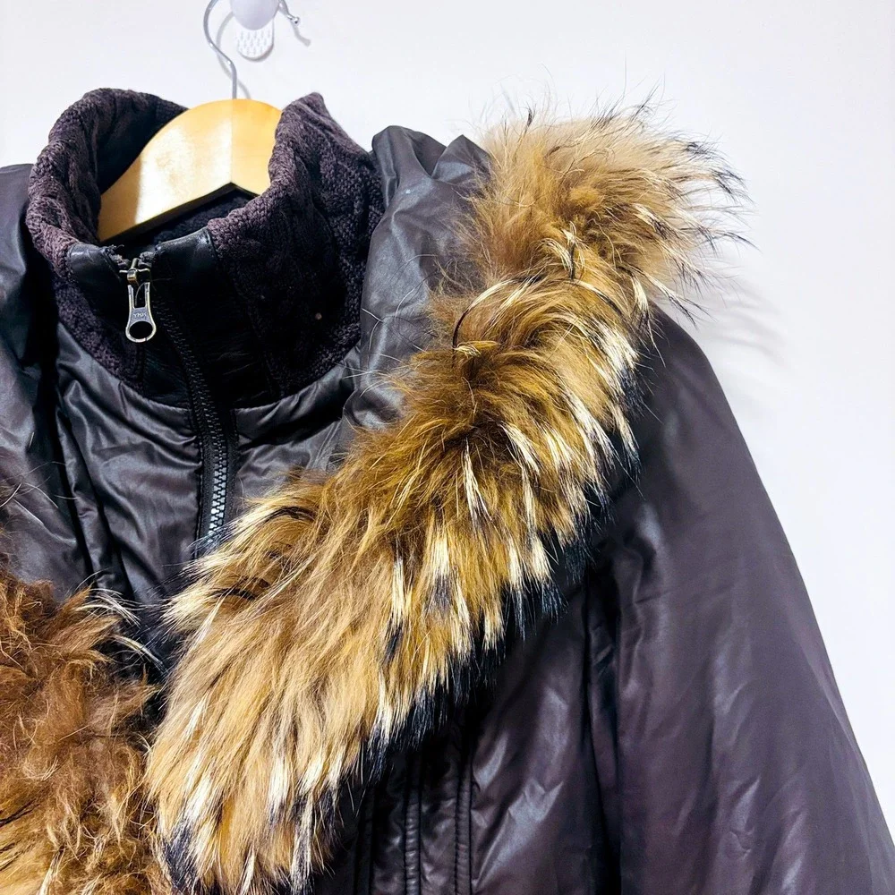 MACKAGE Brown puffer coat with fur hood | Luxury winter | Small - Picture 6 of 16